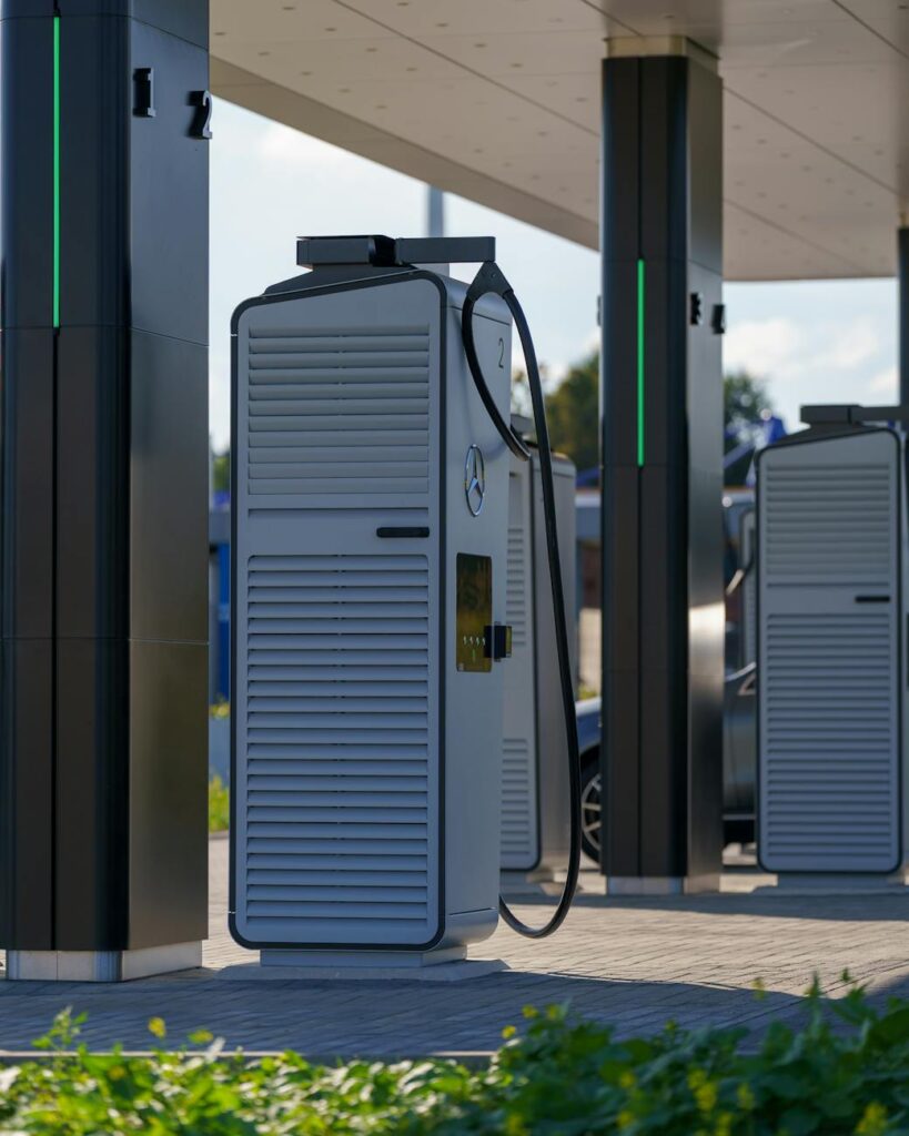 modern electric vehicle charging station outdoors